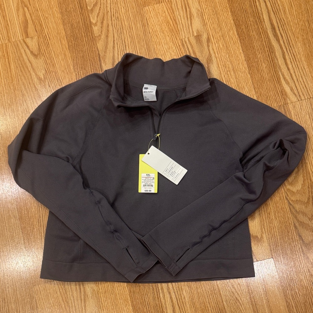All In Motion Charcoal Quarter-Zip Pullover XXL